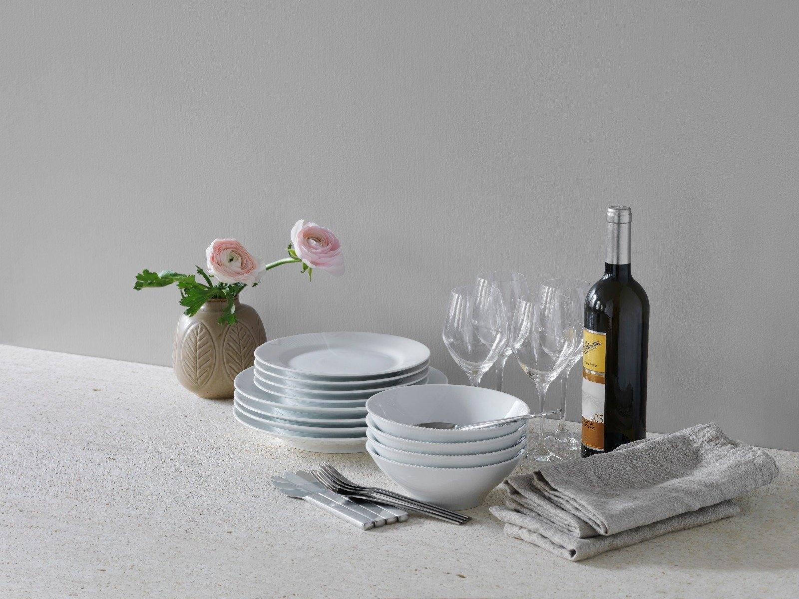 Royal Copenhagen Hvid riflet Halvblonde skål - 35 cl. - Bahne